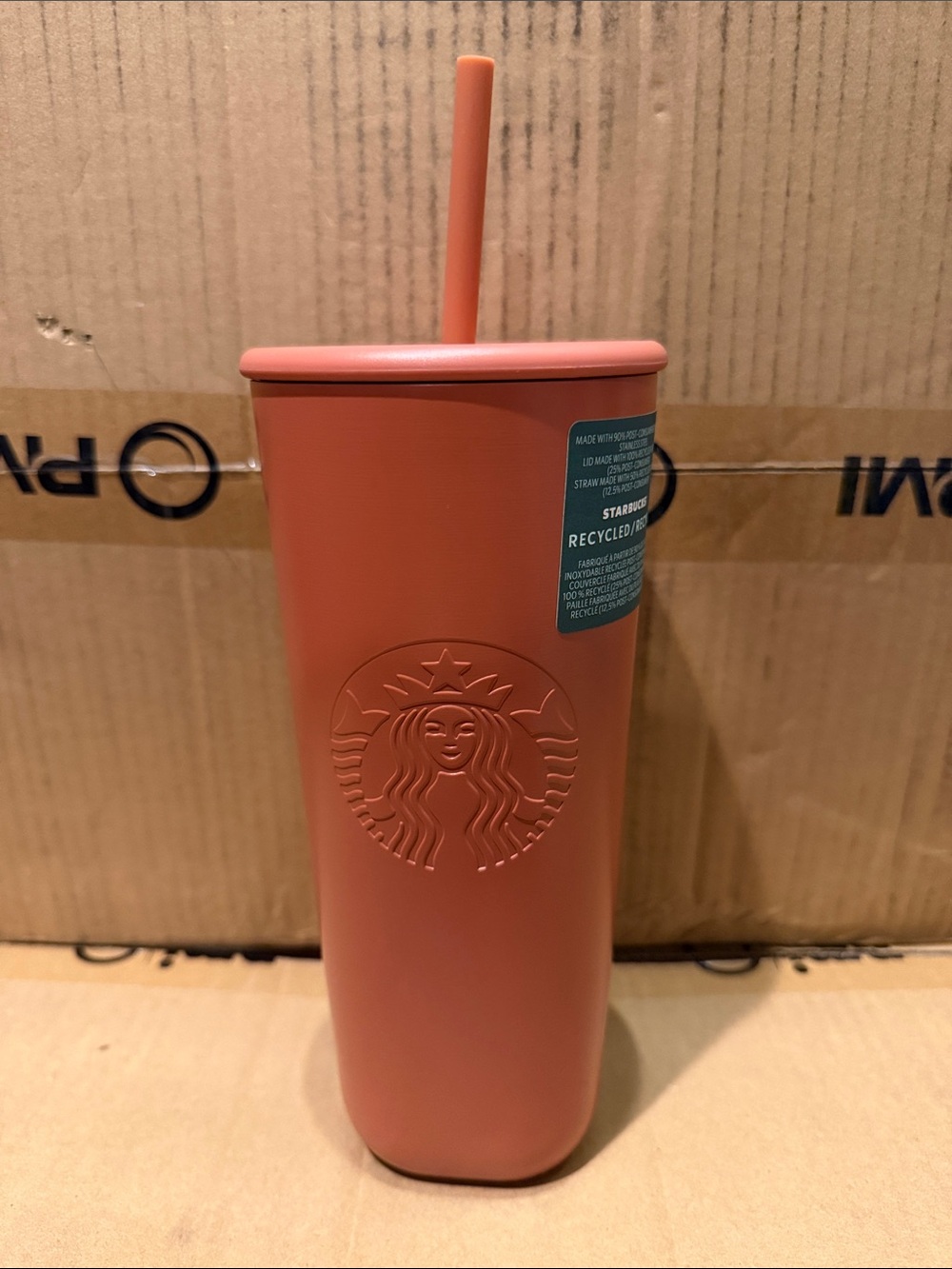 Starbucks Matte Coral Reusable Cup with Straw